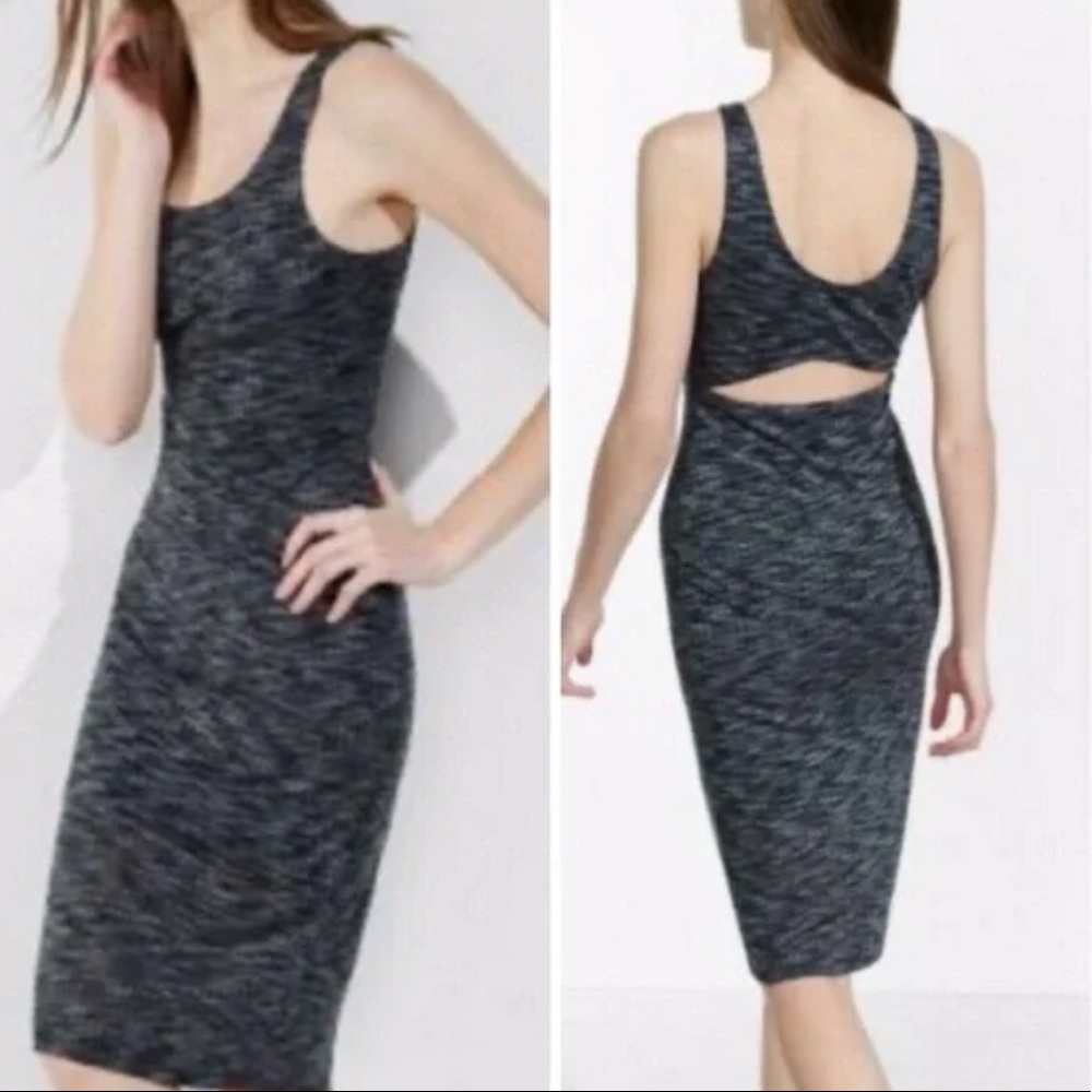 NWT Express Gray Bodycon Knit Dress w Cut Out Back size medium